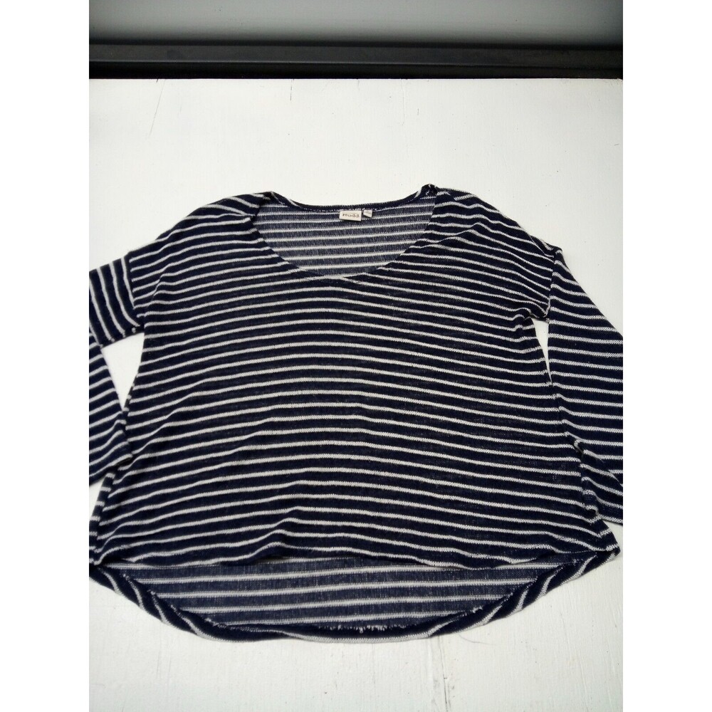 Mudd Big Loose Fit Long Sleeve Blue & White Striped Stretch Sweater - Size L